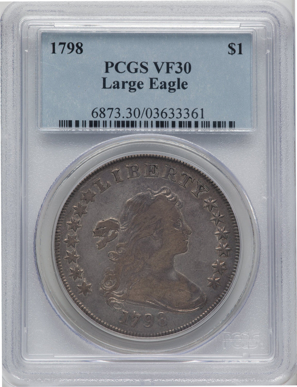 1798 S$1 Large Eagle Pointed 9 Early Dollar PCGS VF30