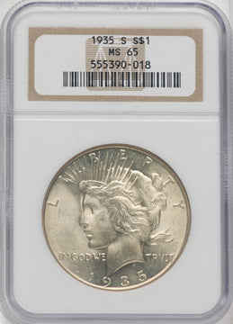 1935-S $1 Peace Dollar NGC MS65