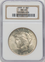 1935-S $1 Peace Dollar NGC MS65