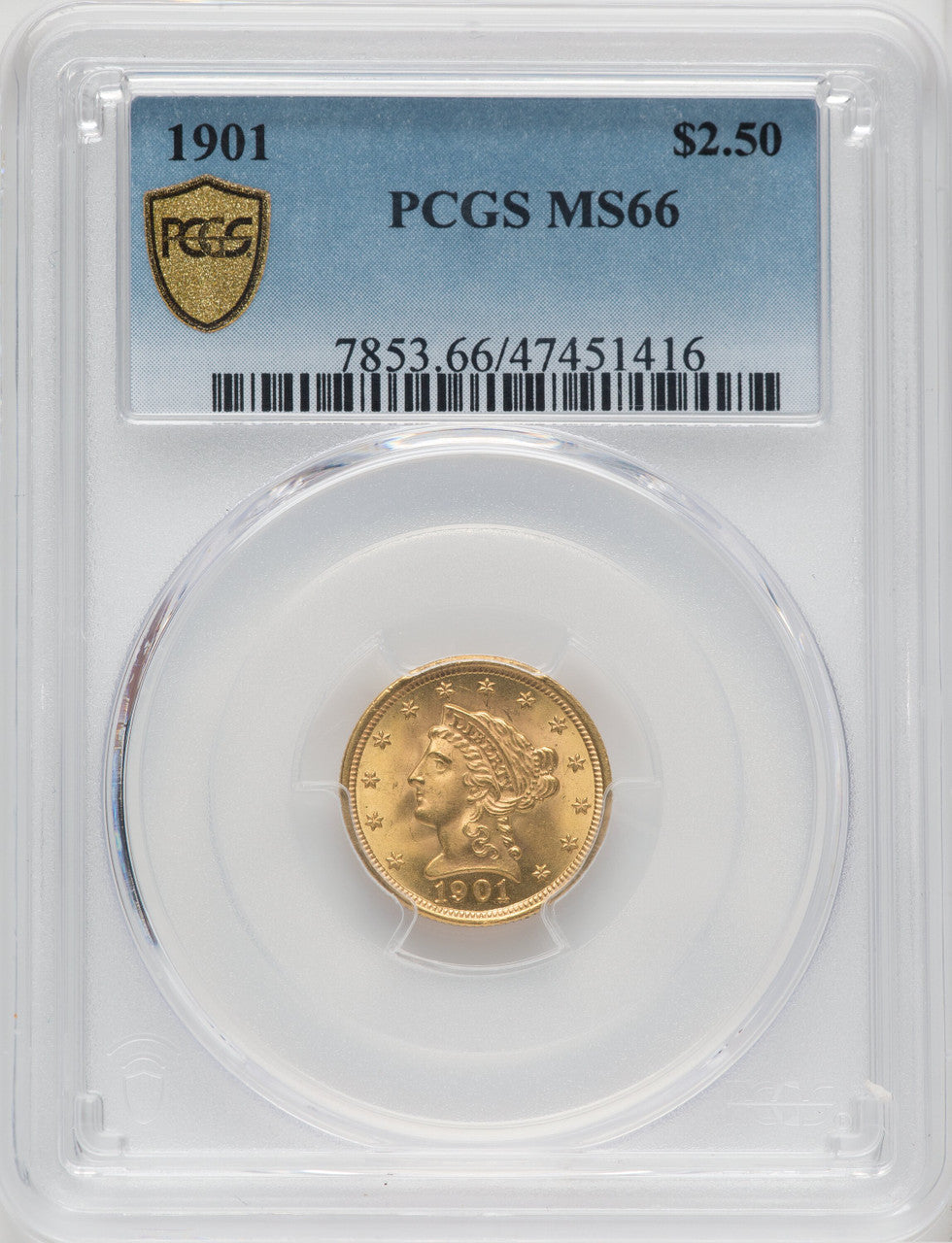 1901 $2.50 Liberty Quarter Eagle PCGS MS66