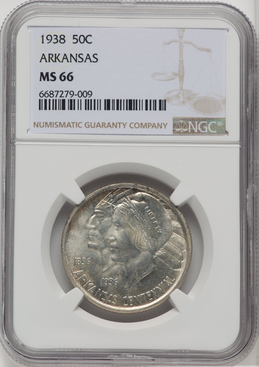 1938 50C Arkansas Commemorative Silver NGC MS66