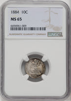 1884 10C Seated Dime NGC MS65