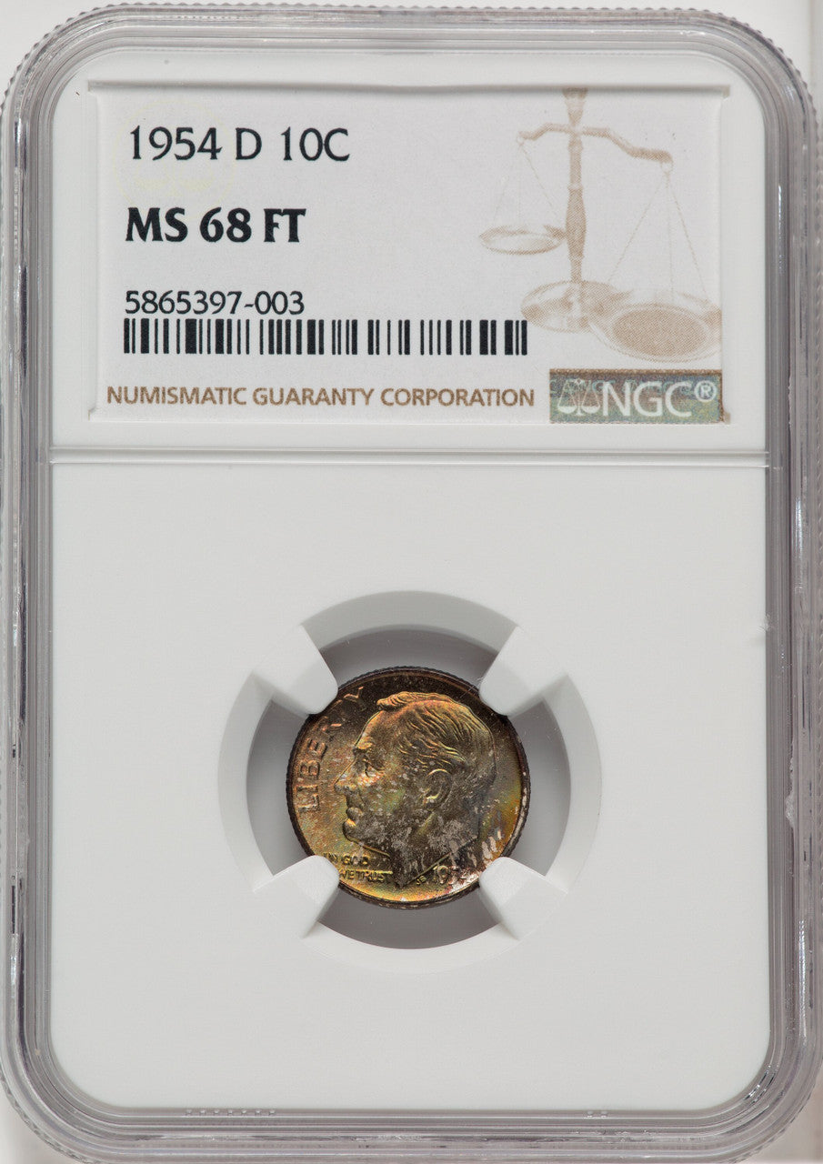 1954-D 10C FB Roosevelt Dime NGC MS68