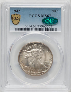 1942 50C Walking Liberty Half Dollar PCGS MS67