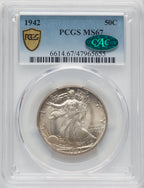 1942 50C Walking Liberty Half Dollar PCGS MS67
