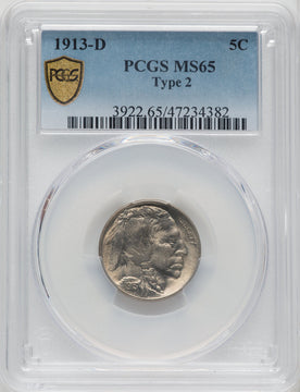 1913-D 5c Type Two Buffalo Nickel PCGS MS65