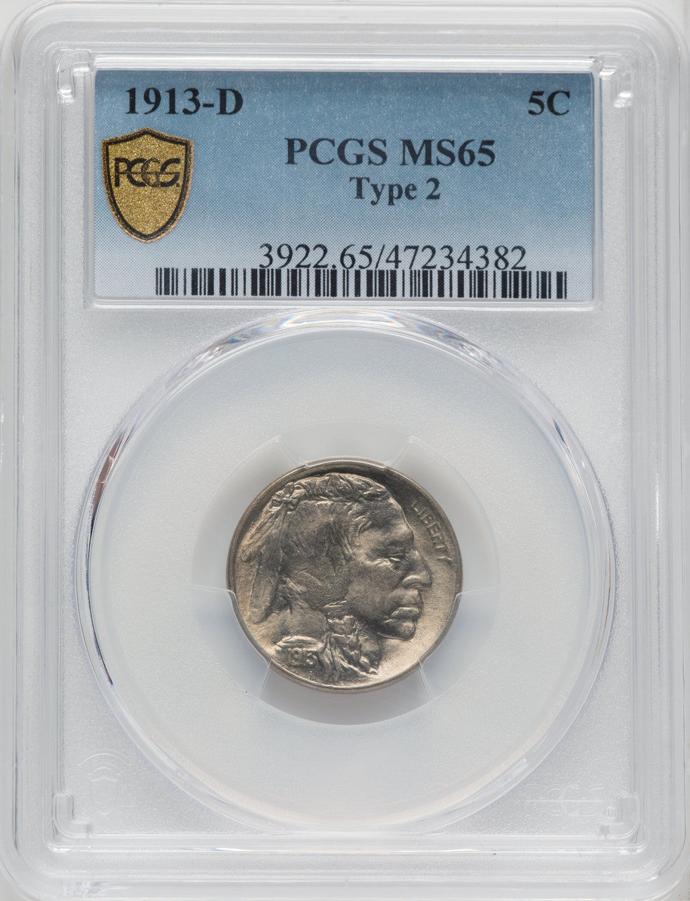1913-D 5c Type Two Buffalo Nickel PCGS MS65