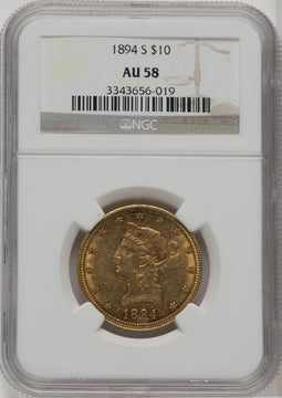 1894-S $10 Liberty Eagle NGC AU58