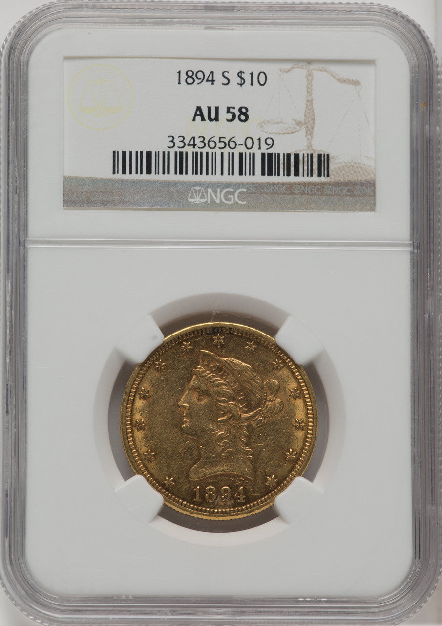 1894-S $10 Liberty Eagle NGC AU58