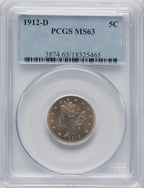 1912-D 5C Liberty Nickel PCGS MS63