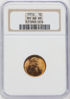 1910 1C RD Lincoln Cent NGC MS66