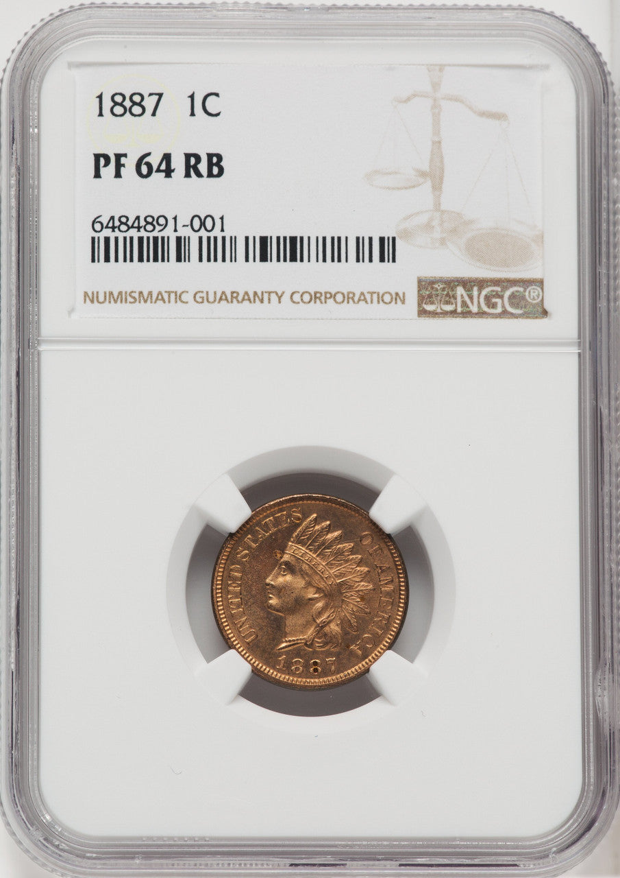 1887 1C RB Proof Indian Cent NGC PR64