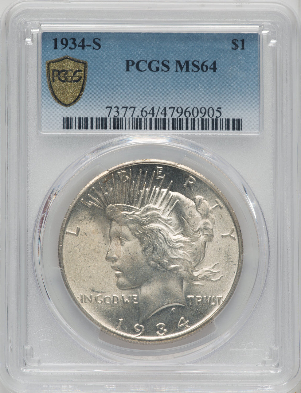 1934-S $1 Peace Dollar PCGS MS64