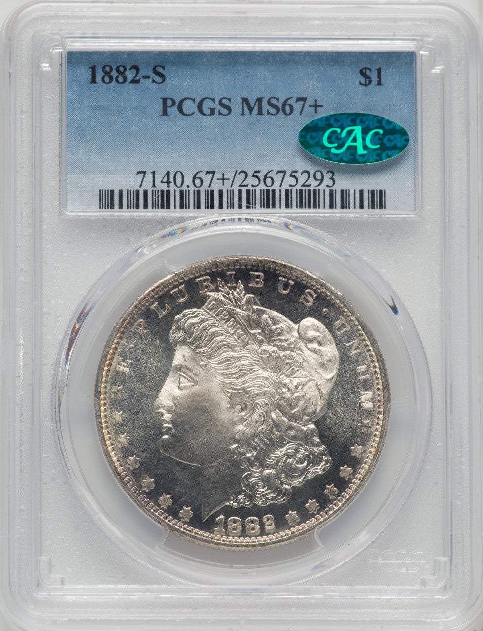 1882-S $1 CAC Morgan Dollar PCGS MS67+