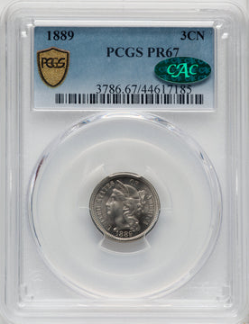 1889 3CN CAC Proof Three Cent Nickel PCGS PR67