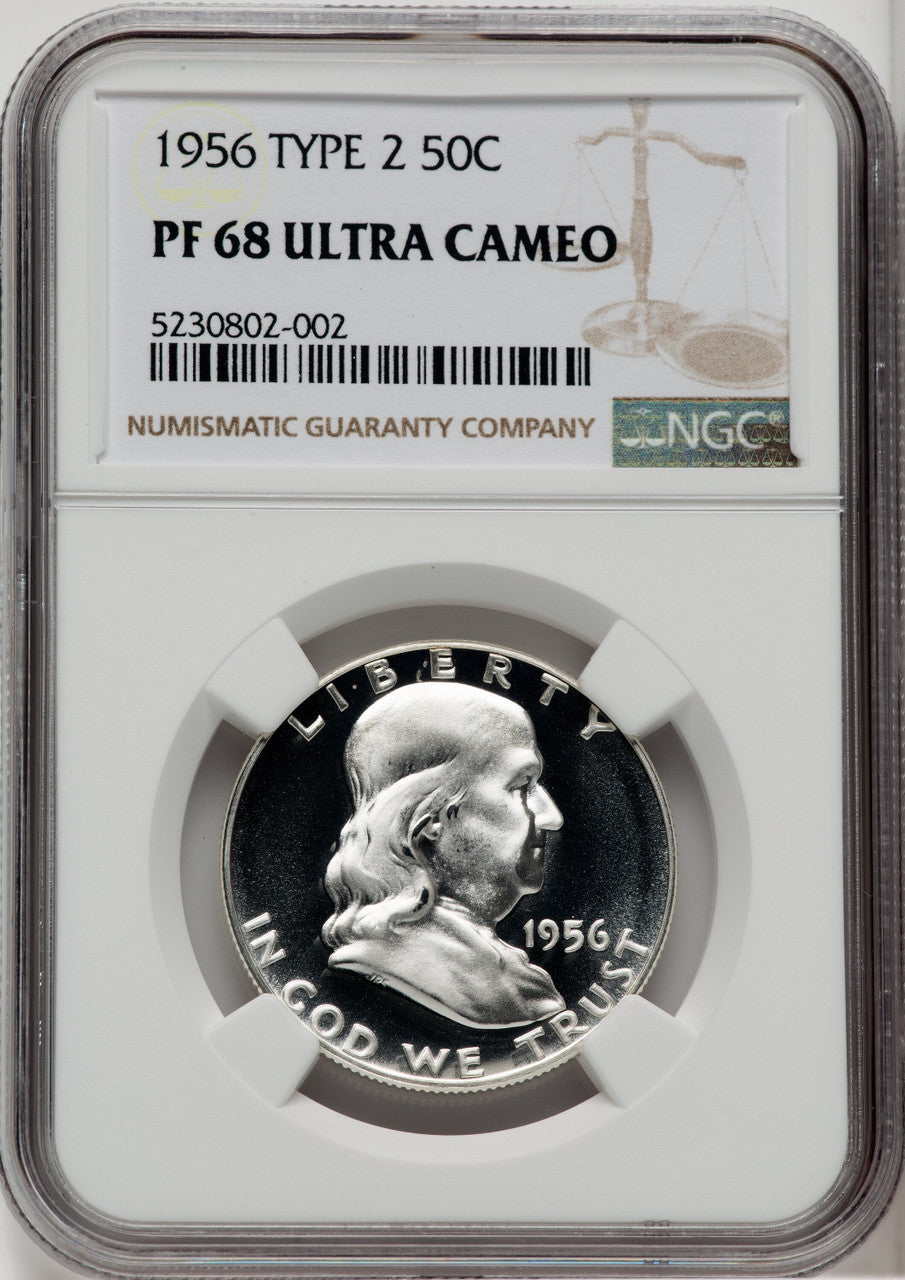 1956 50C Type 2 Proof Franklin Half Dollar NGC PR68