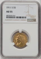 1911-S $5 Indian Half Eagle NGC AU55