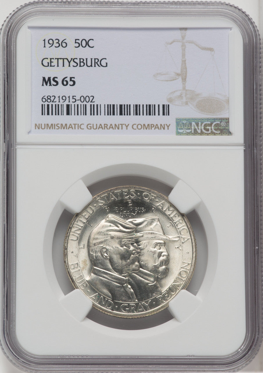 1936 50C Gettysburg Commemorative Silver NGC MS65
