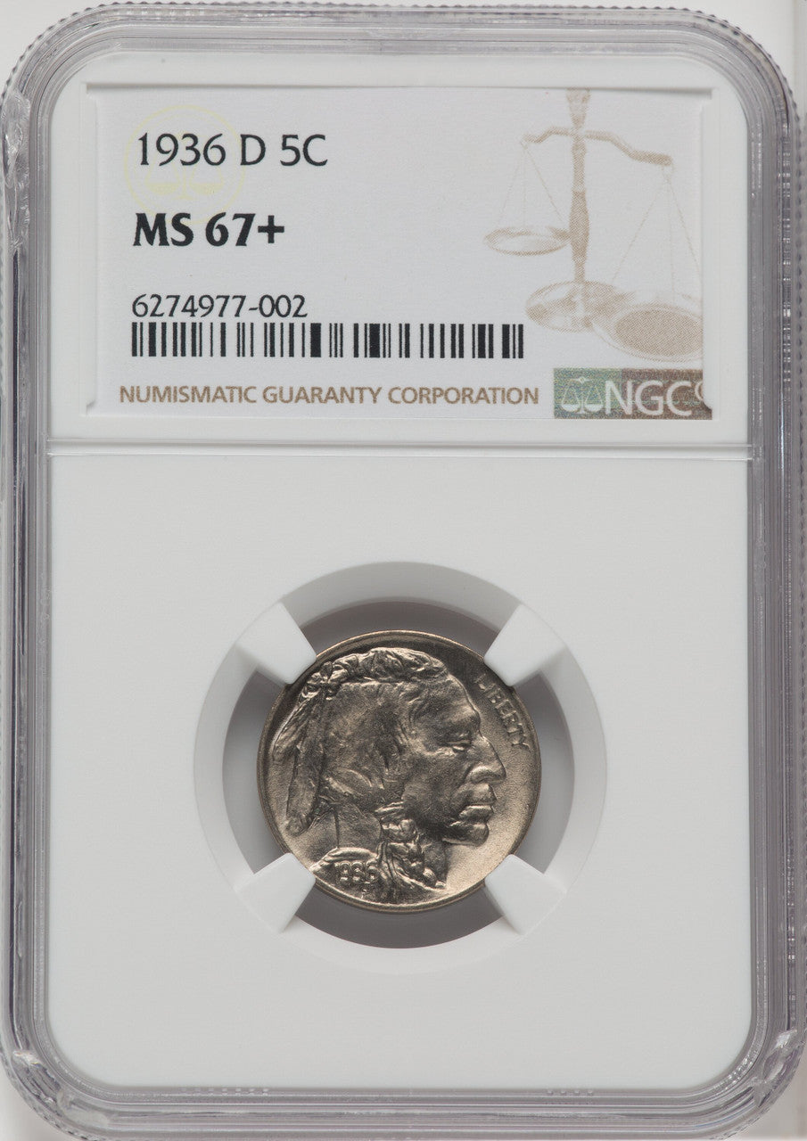 1936-D 5C Buffalo Nickel NGC MS67+