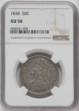 1838 50C Reeded Edge Half Dollar NGC AU50