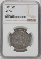1838 50C Reeded Edge Half Dollar NGC AU50