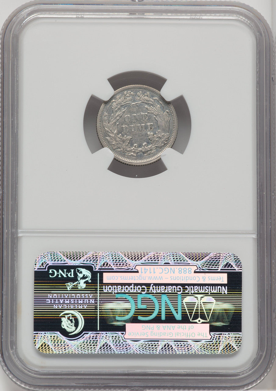 1864 10C Seated Dime NGC AU55