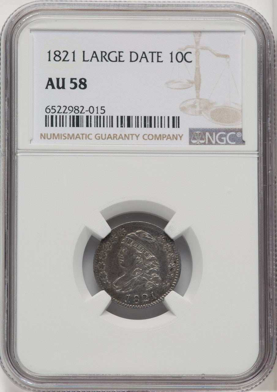 1821 10C Large Date Bust Dime NGC AU58