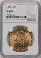 1899 $20 Liberty Double Eagle NGC MS63 (764693021)