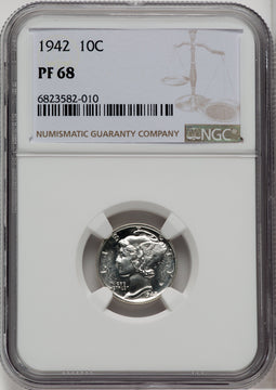 1942 10C Proof Mercury Dime NGC PR68 (760676007)