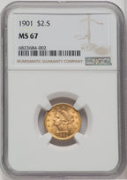 1901 $2.50 Liberty Quarter Eagle NGC MS67