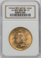 1908 NM $20 Wells Fargo Saint-Gaudens Double Eagle NGC MS67 (764730009)