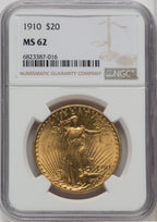 1910 $20 Saint-Gaudens Double Eagle NGC MS62