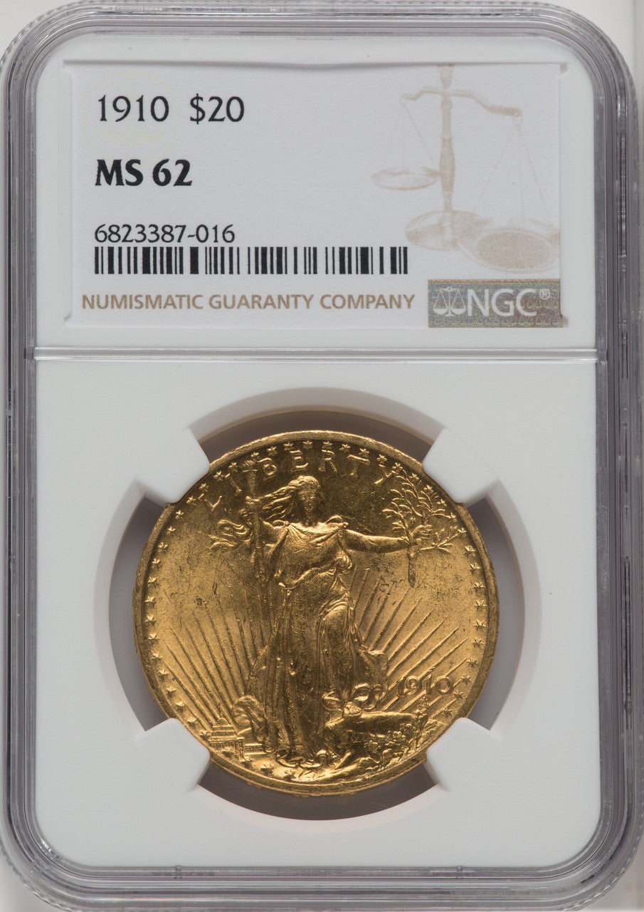 1910 $20 Saint-Gaudens Double Eagle NGC MS62