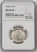 1924-S 25C FH Standing Liberty Quarter NGC MS66