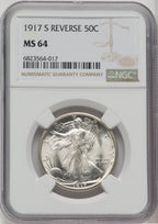 1917-S 50C REVERSE Walking Liberty Half Dollar NGC MS64