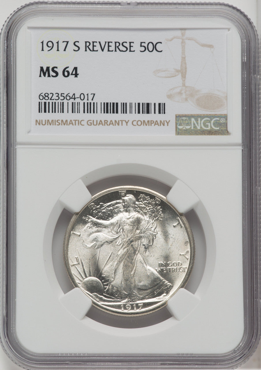 1917-S 50C REVERSE Walking Liberty Half Dollar NGC MS64