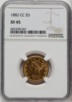 1882-CC $5 Liberty Half Eagle NGC XF45