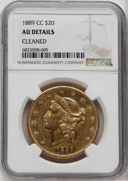 1889-CC $20 Liberty Double Eagle Details NGC AU50