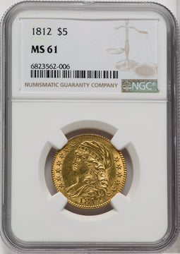 1812 $5 Early Half Eagle NGC MS61
