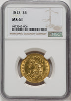 1812 $5 Early Half Eagle NGC MS61