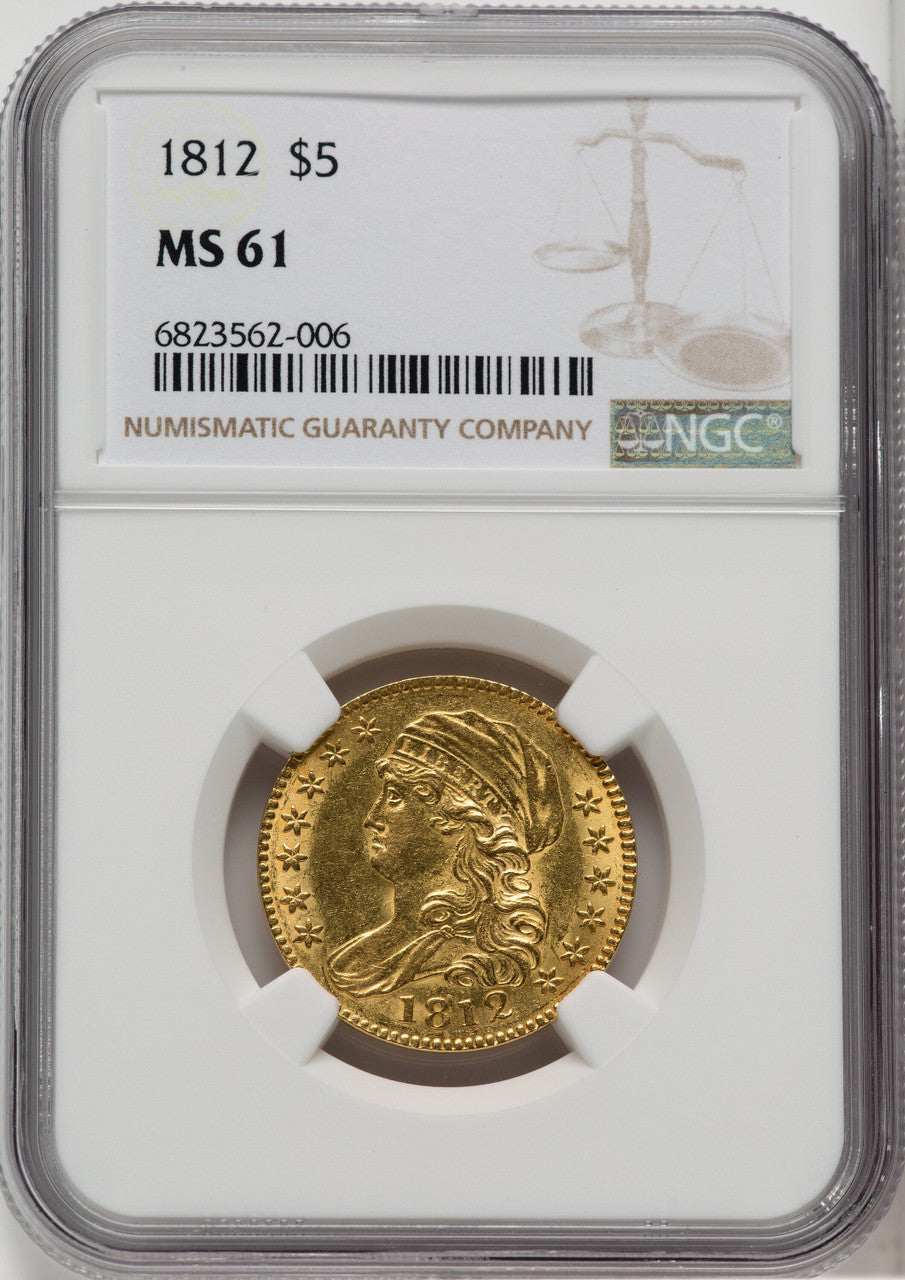 1812 $5 Early Half Eagle NGC MS61