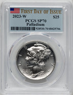 2023-W $25 Palladium First Day of Issue PCGS SP70