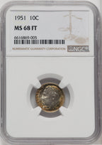 1951 10C FB Roosevelt Dime NGC MS68
