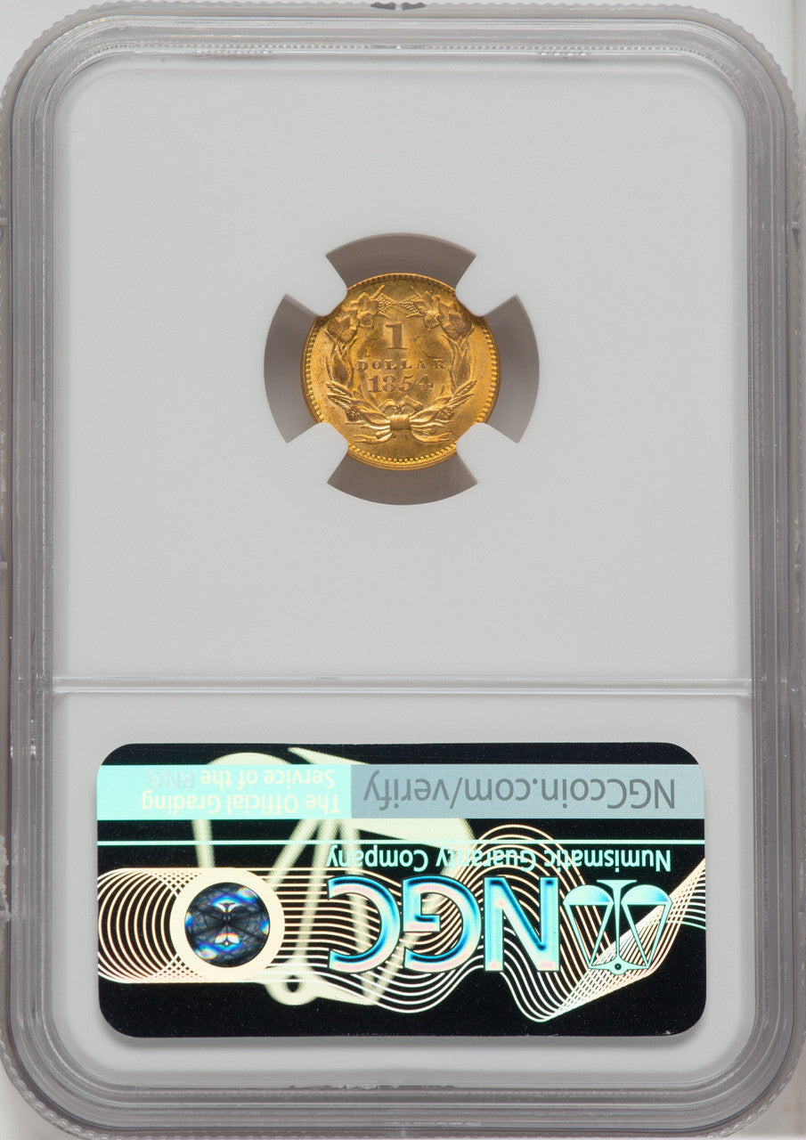 1854 G$1 Type Two Gold Dollar NGC MS64+