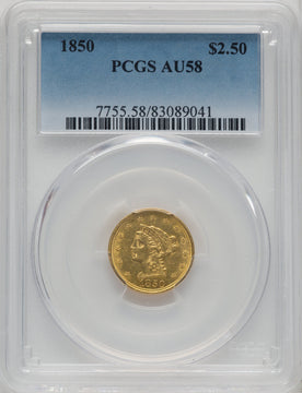 1850 $2.50 Liberty Quarter Eagle PCGS AU58