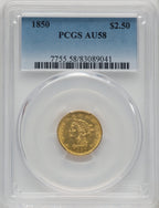 1850 $2.50 Liberty Quarter Eagle PCGS AU58