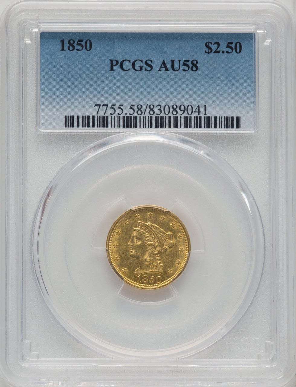1850 $2.50 Liberty Quarter Eagle PCGS AU58