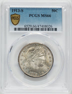 1913-S 50C Barber Half Dollar PCGS MS66