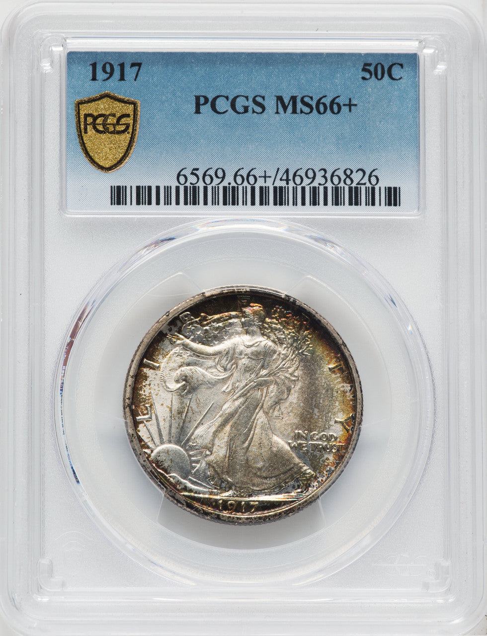 1917 50C Walking Liberty Half Dollar PCGS MS66+