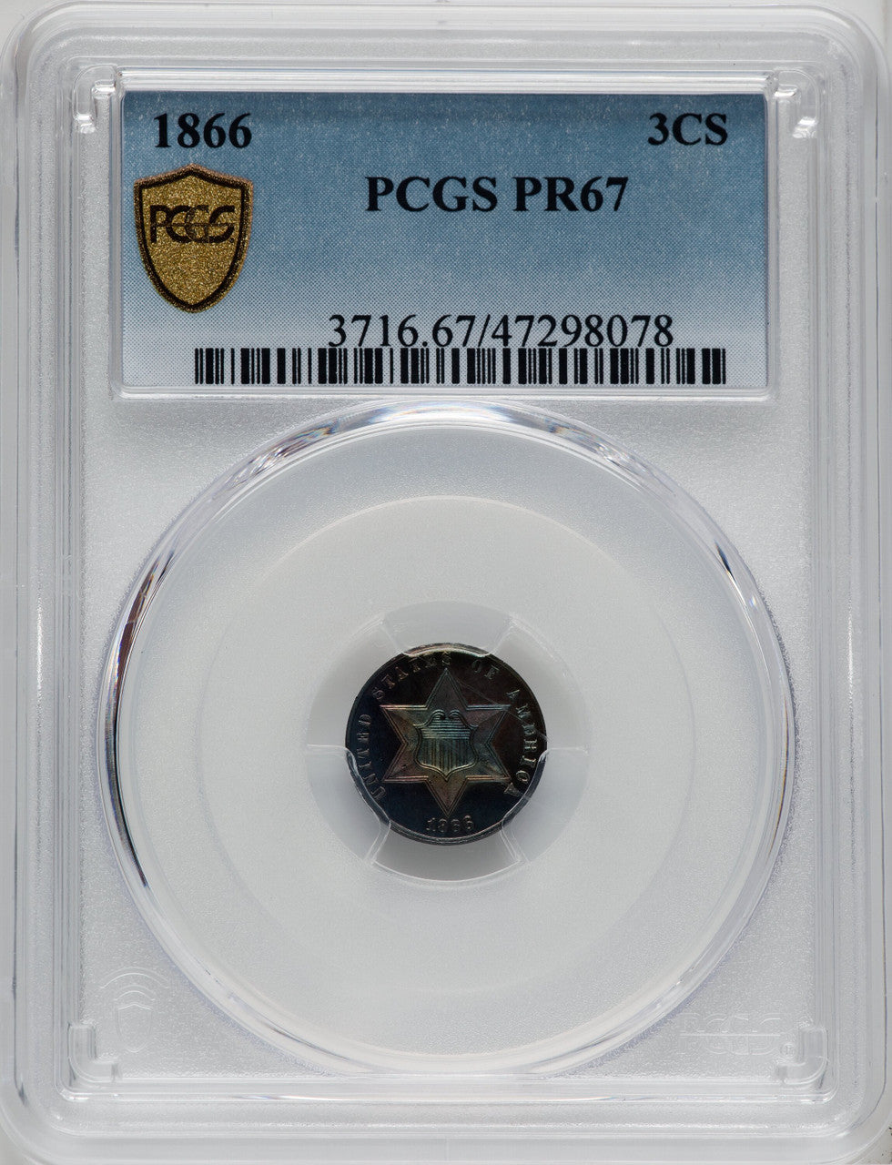 1866 3CS Proof Three Cent Silver PCGS PR67